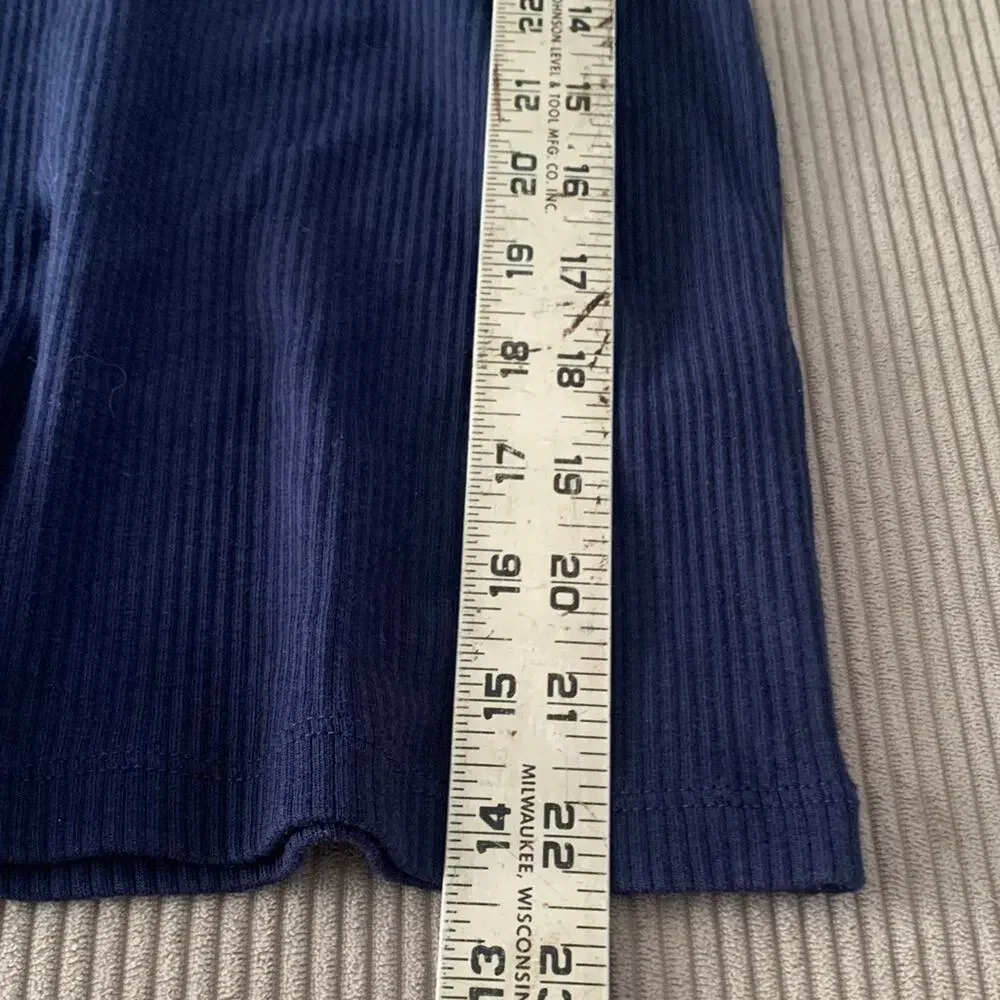 J.Crew size small navy Blue Ribbed tank ruffle Shirt preppy lilly cute summer